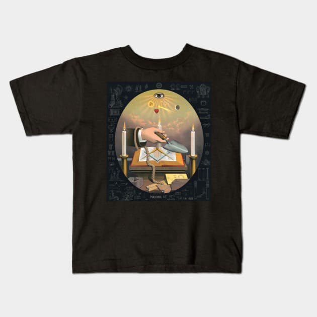 Masonic Tie (1888) by Frank W. Parkhurst Kids T-Shirt by Antiquated Art